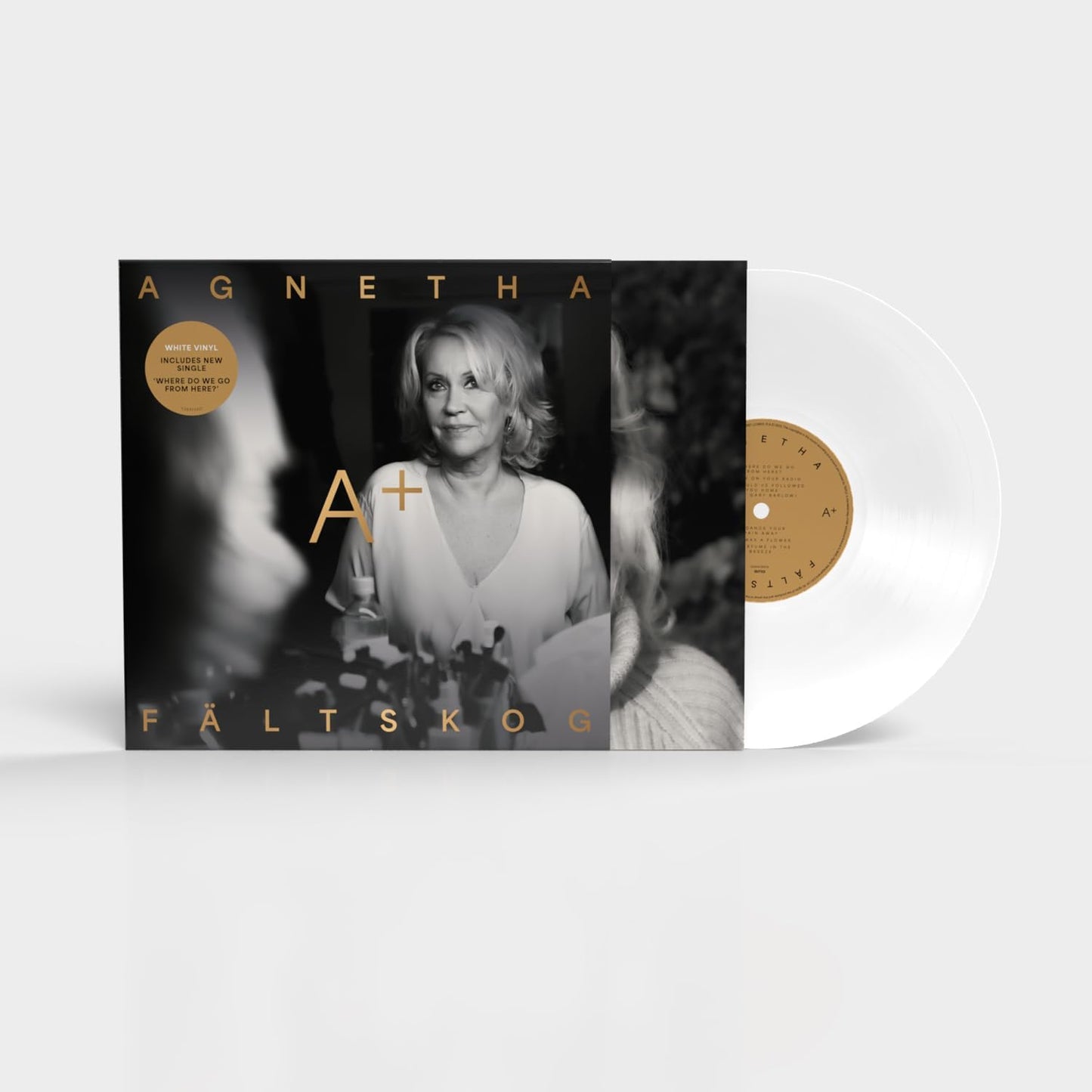 Agnetha Fältskog’s “A+” white vinyl LP record with portrait cover art.