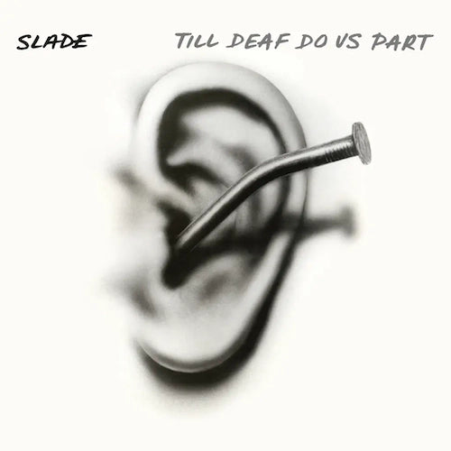 Album cover showing a large nail piercing through a human ear on white background.