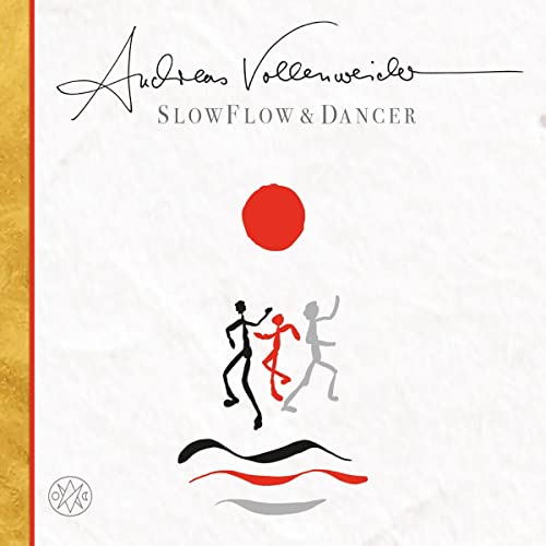 Album cover for Andreas Vollenweider's "SlowFlow / Dancer" with abstract figures.
