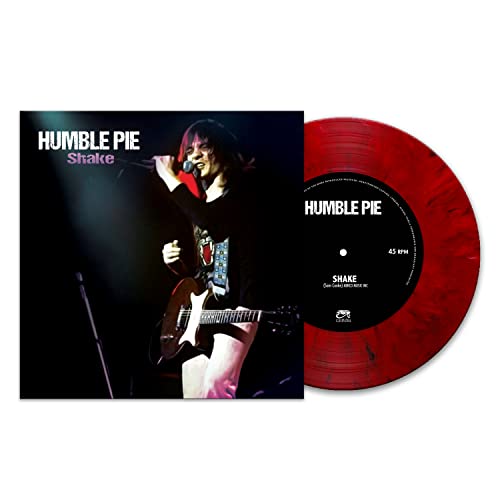 Humble Pie "Shake" vinyl record with red marbled disc and album cover.