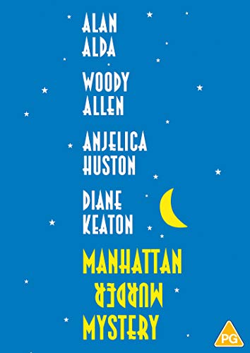 DVD cover for "Manhattan Murder Mystery" with blue background, white stars, and yellow text.