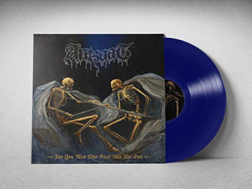 Blue vinyl record with cover art depicting skeletons in a boat.