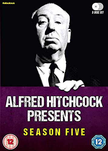 Alfred Hitchcock's face on the cover of "Alfred Hitchcock Presents Season Five" DVD.