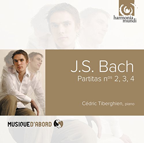 CD cover featuring pianist Cedric Tiberghien and text “J.S. Bach”.