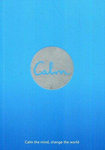 The image is a book cover with a blue gradient background, a white circle, and text. Alt text: Book cover with blue background, white circle, and "Calm" in blue cursive font.