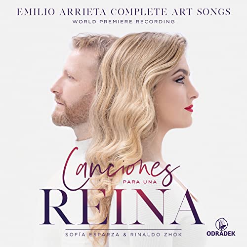 CD cover featuring portraits of a man and woman, text āCanciones Para Una Reina.ā