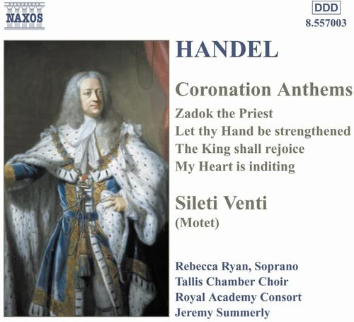 CD cover featuring a portrait of Handel and text listing musical works.