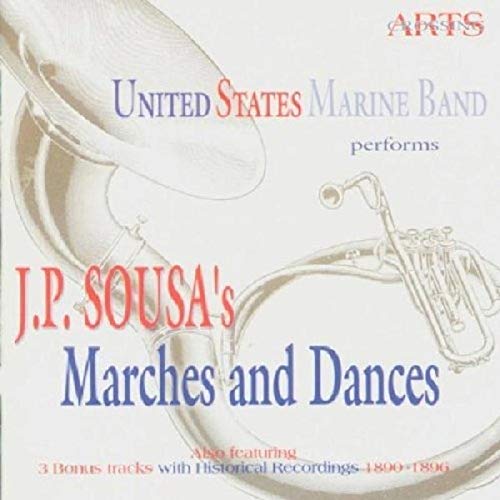 CD cover featuring a tuba and trumpet, text reads "J.P. Sousa's Marches and Dances".