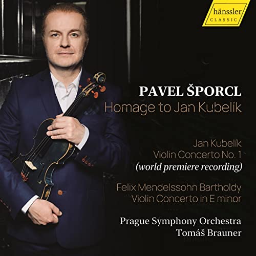 CD cover featuring violinist Pavel Šporcl in a blue suit holding a violin.
