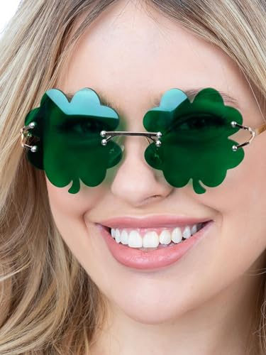 Smiffys 53180 Four Leaf Clover Specs, Unisex Adult, Green, One Size