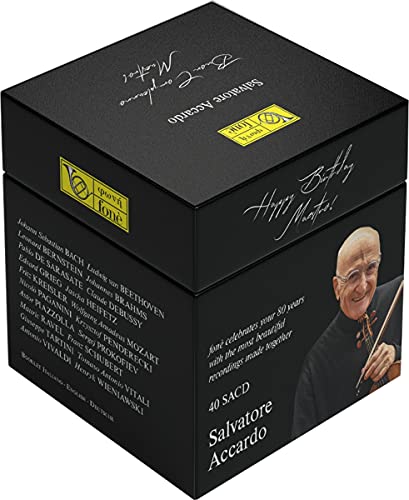 Black CD case with gold text and a portrait of Salvatore Accardo.