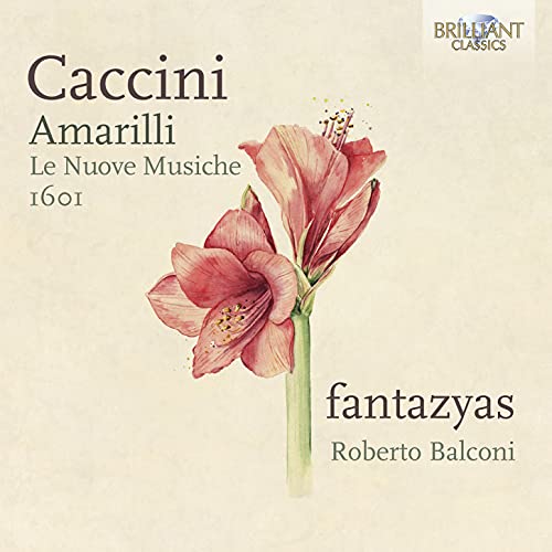 CD cover for Caccini’s “Amarilli” featuring watercolor-style red amaryllis flowers.