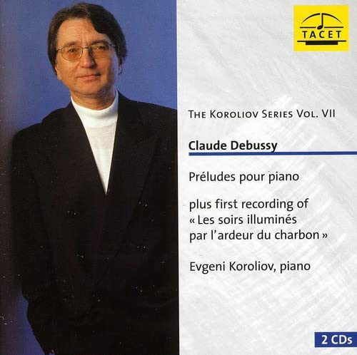 CD cover featuring pianist Evgeni Koroliov and text for Debussy’s Preludes.
