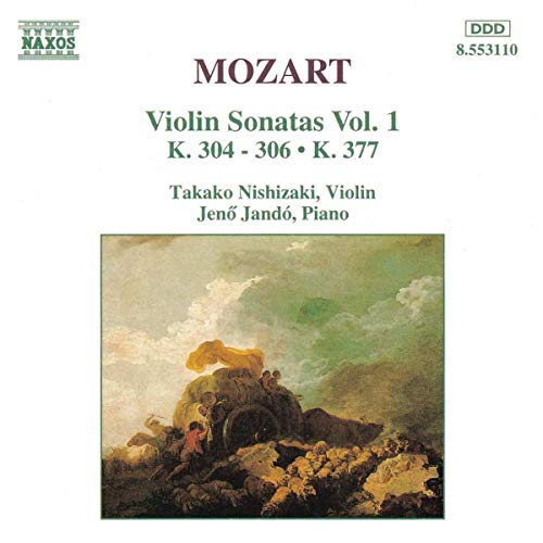 CD cover for Mozart violin sonatas featuring a classical painting.