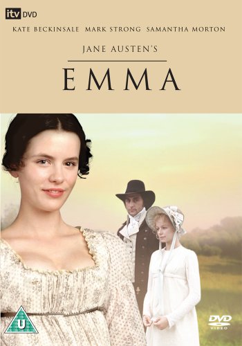 DVD cover for Jane Austen's Emma featuring three actors in period costume.