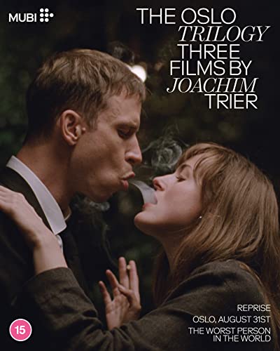"Blu-ray cover featuring a man and woman sharing a cigarette, with text overlay."