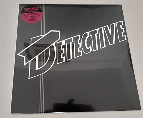 Black vinyl record with white “Detective” lettering and a pink Record Store Day sticker.