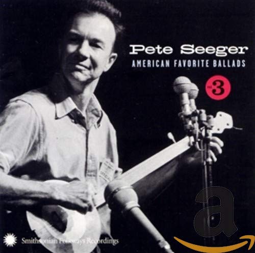 "Pete Seeger album cover with black and white photo of man holding a banjo."