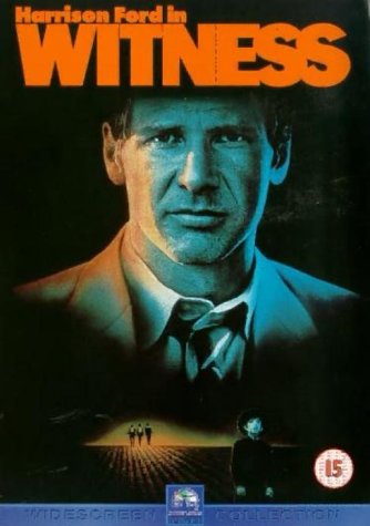 Witness" DVD cover featuring Harrison Ford’s portrait and distant figures.