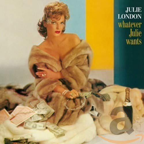 Julie London album cover featuring a blonde woman in fur surrounded by money.