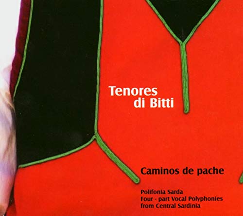 Red CD cover with black and green shapes, text "Tenores di Bitti".