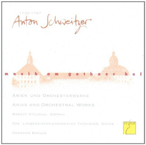 "CD cover with orange building illustration, red text, and beige background."