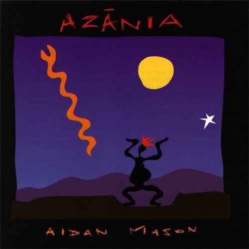 Aidan Mason's "Azania" CD cover featuring a dancer under a full moon and star.