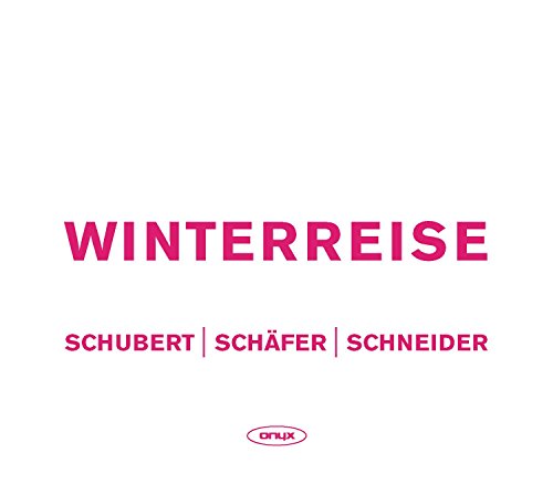CD cover for Schubert's Winterreise, featuring pink text on white.