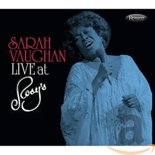 CD cover featuring a blue-toned photo of Sarah Vaughan singing into a microphone.