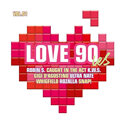CD cover for “Love 90ies Vol. 1” with a pixelated heart design.