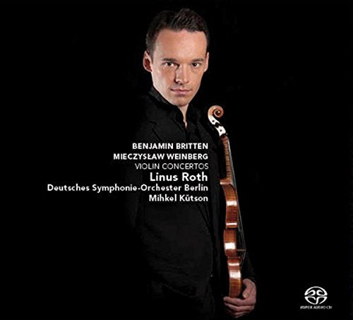 A man holding a violin, with white text on a black background.