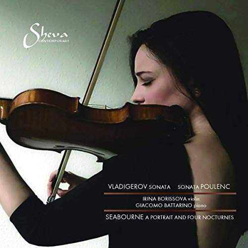 CD cover featuring a violinist playing, with text listing composers and performers.