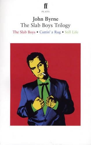 "The Slab Boys Trilogy" book cover featuring a man in a blue suit.