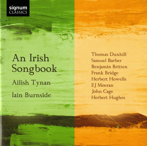 CD cover for "An Irish Songbook" by Tynan and Burnside, split green and gold.