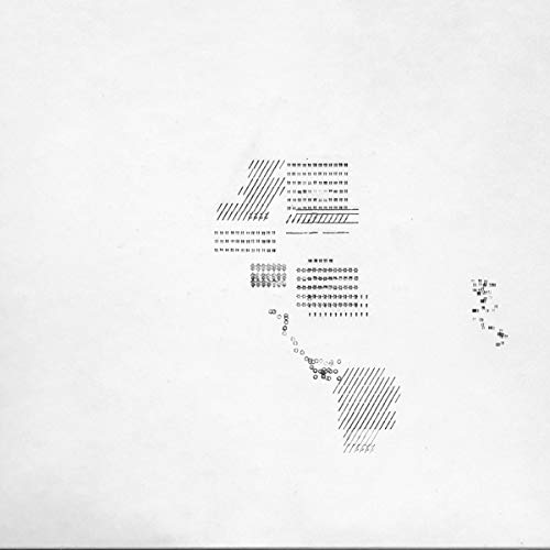 Black and white abstract album cover with scattered lines and dots.