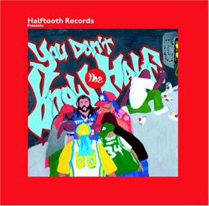 CD cover with graffiti-style text and illustrated figures in red frame.