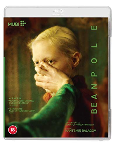 "Blu-ray case with a young girl covering her mouth, green title 'Beanpole' on the right."