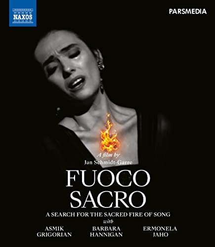 Blu-ray cover for "Fuoco Sacro" featuring a woman and a flame.