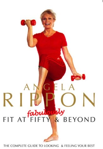 Angela Rippon on DVD cover, holding dumbbells, wearing red exercise wear.