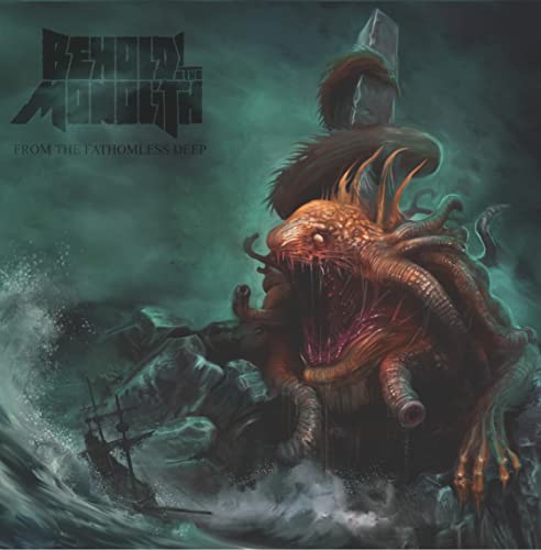 Dark album cover depicting a monstrous creature rising from stormy waves.