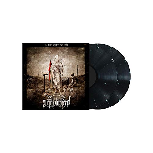 Vinyl record with cover art depicting a figure and crosses in a landscape.