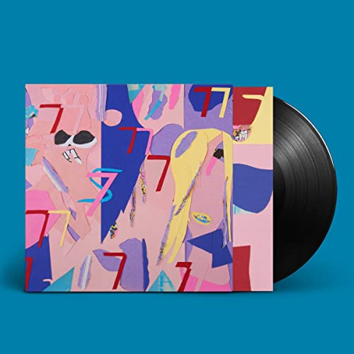 Avey Tare's "7's" vinyl record with abstract, colorful collage cover art.
