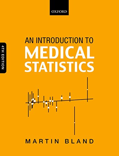 The image depicts the cover of a book titled "An Introduction to Medical Statistics" by Martin Bland. Alt text: Orange book cover with title, author, and box plot graphic.