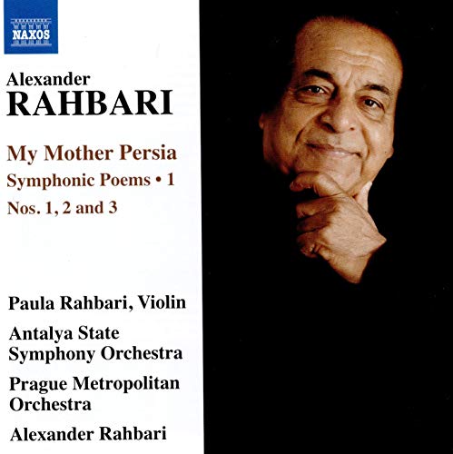 CD cover featuring portrait of composer Alexander Rahbari and text details.
