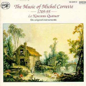 "CD cover with a serene, 18th-century landscape painting and red title text."