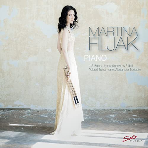 CD cover featuring pianist Martina Filjak in a white dress.