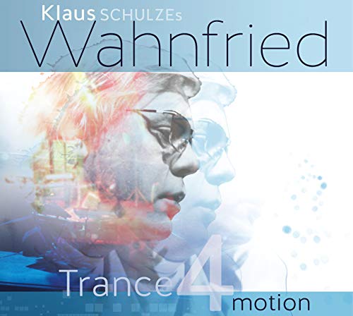 "Klaus Schulze's Wahnfried Trance 4 motion CD cover featuring a man's profile in abstract design."