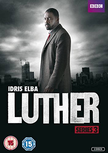 "Luther Series 3 DVD cover featuring Idris Elba in a grey coat."