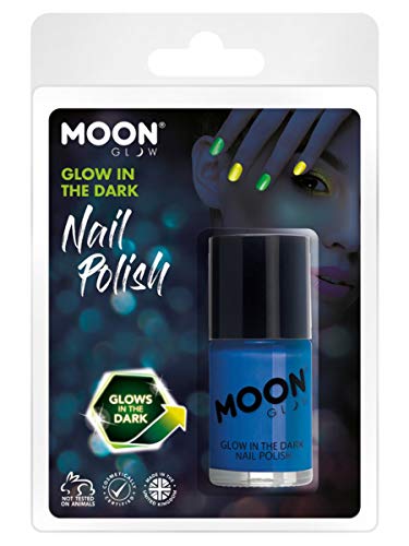 Smiffys Moon Glow - Glow in the Dark Nail Polish, Blue