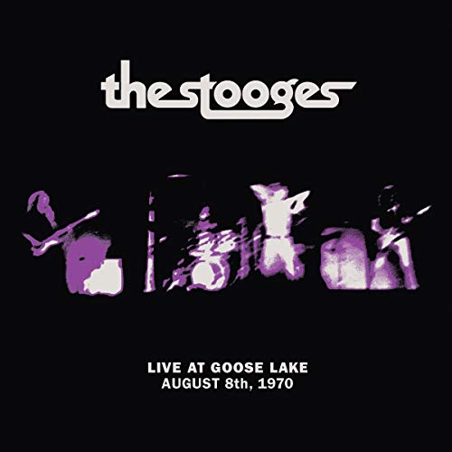 The Stooges album cover, black background with purple band silhouettes.